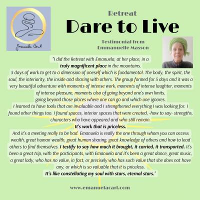 Testimonial emmanuelle retreat dare to live