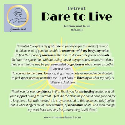 Testimonial me lanie retreat dare to live 2